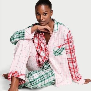 NWT!! VICTORIA'S SECRET Flannel Long Pajama Set. Mixed red/green plaid.